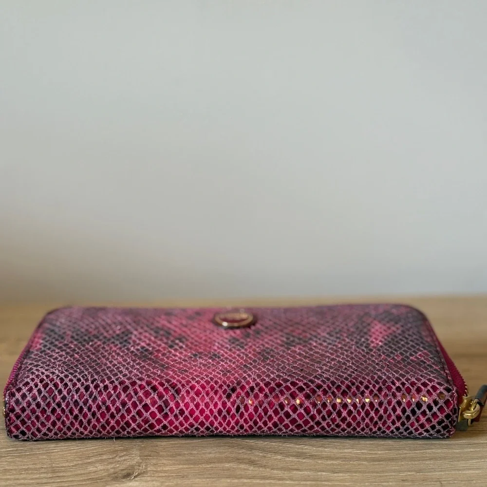 Coach Python Leather Zip Around Wallet - Raspberry - Picture 7 of 8